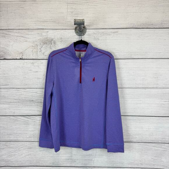 Johnnie-O Boy's Homan Performance Blue & Red Stripe Quarter Zip Pullover Size 16 - Picture 1 of 8